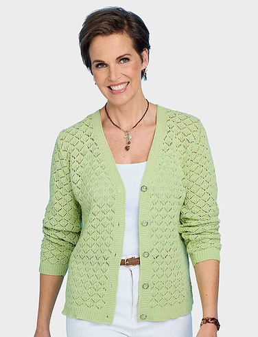 Pointelle Ladies Knit Cardigan - LD479